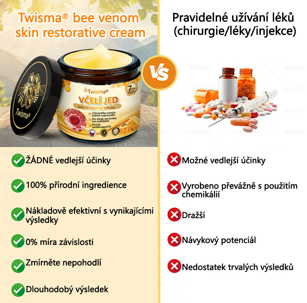 Twisma® Obnovující krém se včelím jedem 🐝 Intenzivní regenerace pokožky 💧 Proti ekzému • lupénce • akné • podráždění ⚡ Rychlé zklidnění a obnova pleti 🛡️ Přírodní péče bez bolesti • bez invazivních zásahů 🔥