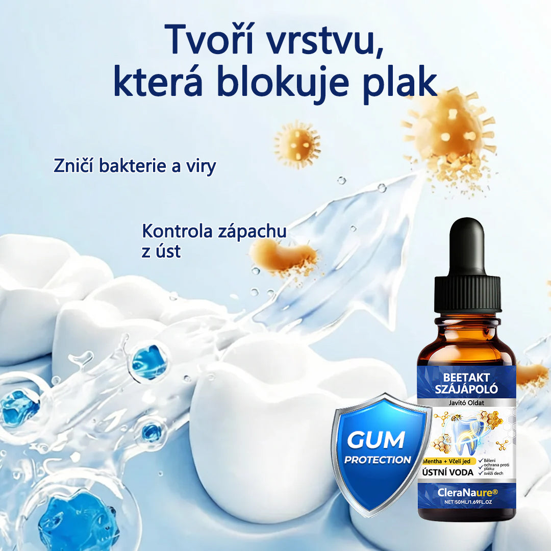 CleraNaure® BeeTakt kapky pro péči o zuby s včelím jedem 🦷 🌿 Pokročilé řešení pro obnovu dásní a ústní zdraví 🛡️ Odstraňování zubního plaku | Regenerace dásní | Úleva od citlivosti