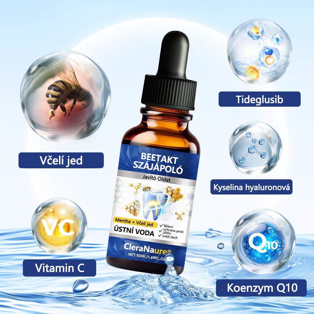 CleraNaure® BeeTakt kapky pro péči o zuby s včelím jedem 🦷 🌿 Pokročilé řešení pro obnovu dásní a ústní zdraví 🛡️ Odstraňování zubního plaku | Regenerace dásní | Úleva od citlivosti