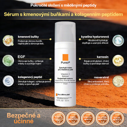 ✨ Pureo® revitalizační esenční krém s kmenovými buňkami, EGF a měděnými peptidy 💧 Podporuje regeneraci pokožky 🌿 Zpevňuje a vyhlazuje pleť ✨ Pro mladistvější vzhled 💖