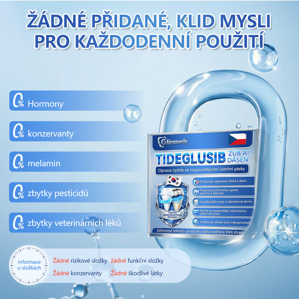 🦷 Glimmerly® Tideglusib Oral Strips – Pokročilá regenerace zubů a dásní | Aktivace kmenových buněk 🧬 | Obnova dentinu 💎 | Posílení skloviny ⚡ | Redukce citlivosti 💧 | Neinvazivní péče o úsměv ✨