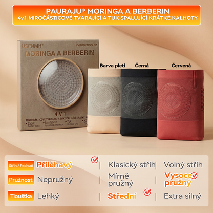 PAURAJU® 4v1 Termogenní Tvarující Šortky s Moringou a Berberin 🔥 – ⚡ Kompresní Kraťasy pro Tvarování Postavy, Podporu Metabolismu & Denní Nošení (30 min rutina) 💎