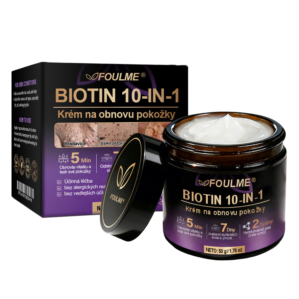 FOULME® Biotin 10-v-1 krém na obnovu pokožky ✨ – hydratační, anti-aging a regenerační péče o pleť 🧴 (kolagen 💧 + kyselina hyaluronová + rostlinné extrakty 🌿)