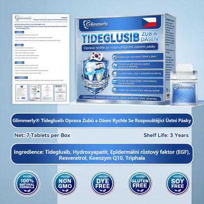 🦷 Glimmerly® Tideglusib Oral Strips – Pokročilá regenerace zubů a dásní | Aktivace kmenových buněk 🧬 | Obnova dentinu 💎 | Posílení skloviny ⚡ | Redukce citlivosti 💧 | Neinvazivní péče o úsměv ✨