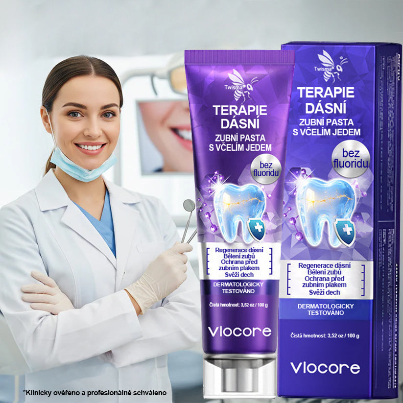 🌟 Twisma® VioCore Propolis zubní pasta 🦷 Úleva od bolesti zubů už za 3 dny · Obnova dásní během 7 dnů · Pomáhá předcházet parodontóze · Dokonalá kombinace včelího jedu a přírodních minerálů 🌟