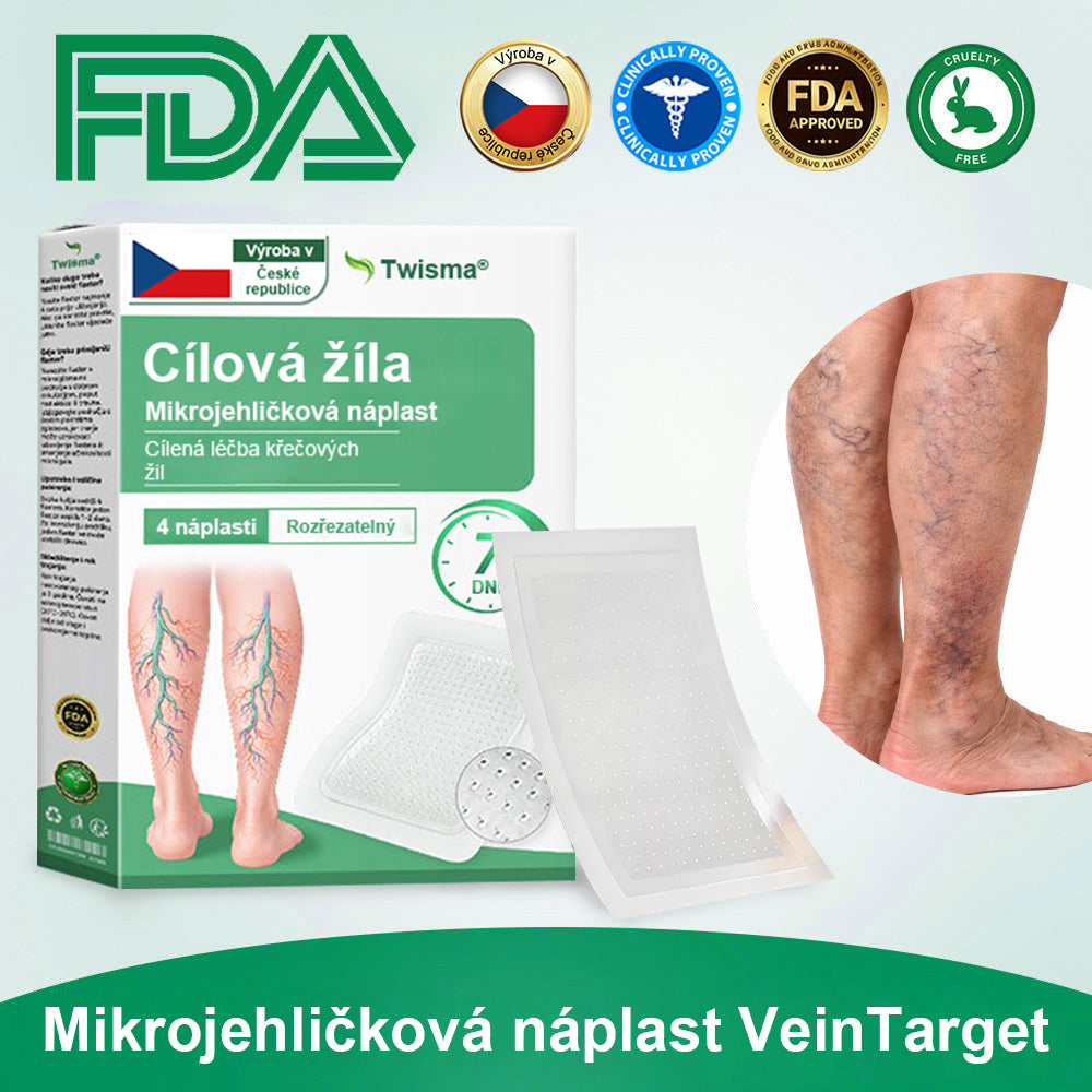 ✨ Twisma® VeinTarget – Pokročilá mikro náplast na křečové žíly 🔥 96 % klinicky prokázaná účinnost ⚡ Viditelné výsledky už za 7–14 dní 🌿 Šetrná podpora pro lehčí a uvolněnější nohy 🦵💪