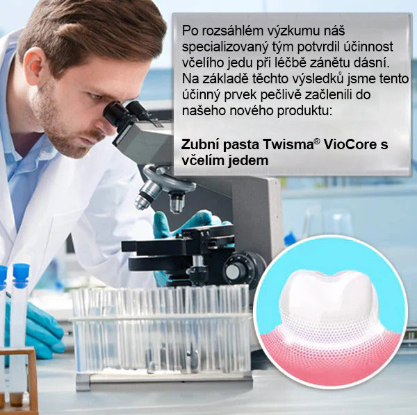 🌟 Twisma® VioCore Propolis zubní pasta 🦷 Úleva od bolesti zubů už za 3 dny · Obnova dásní během 7 dnů · Pomáhá předcházet parodontóze · Dokonalá kombinace včelího jedu a přírodních minerálů 🌟