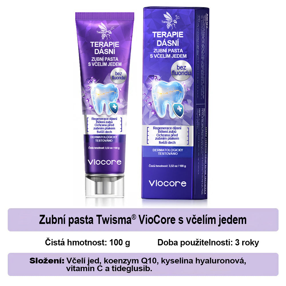 🌟 Twisma® VioCore Propolis zubní pasta 🦷 Úleva od bolesti zubů už za 3 dny · Obnova dásní během 7 dnů · Pomáhá předcházet parodontóze · Dokonalá kombinace včelího jedu a přírodních minerálů 🌟