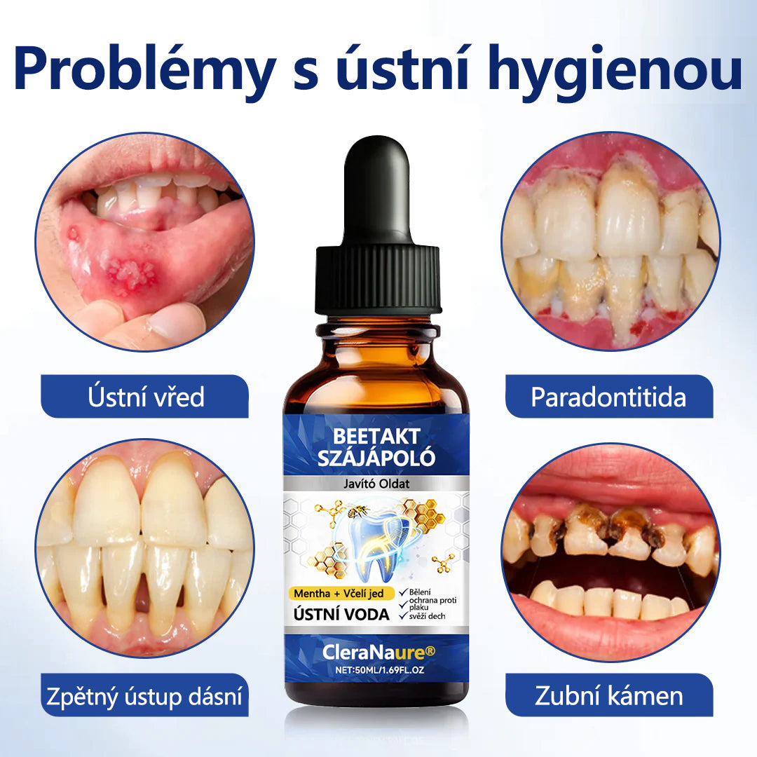 CleraNaure® BeeTakt kapky pro péči o zuby s včelím jedem 🦷 🌿 Pokročilé řešení pro obnovu dásní a ústní zdraví 🛡️ Odstraňování zubního plaku | Regenerace dásní | Úleva od citlivosti