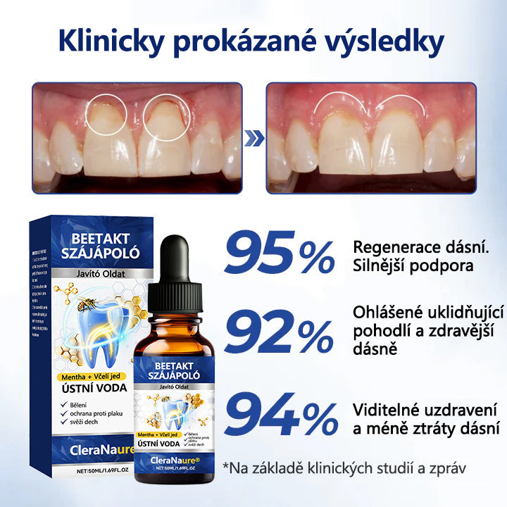 CleraNaure® BeeTakt kapky pro péči o zuby s včelím jedem 🦷 🌿 Pokročilé řešení pro obnovu dásní a ústní zdraví 🛡️ Odstraňování zubního plaku | Regenerace dásní | Úleva od citlivosti