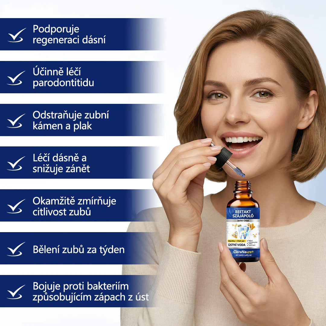 CleraNaure® BeeTakt kapky pro péči o zuby s včelím jedem 🦷 🌿 Pokročilé řešení pro obnovu dásní a ústní zdraví 🛡️ Odstraňování zubního plaku | Regenerace dásní | Úleva od citlivosti