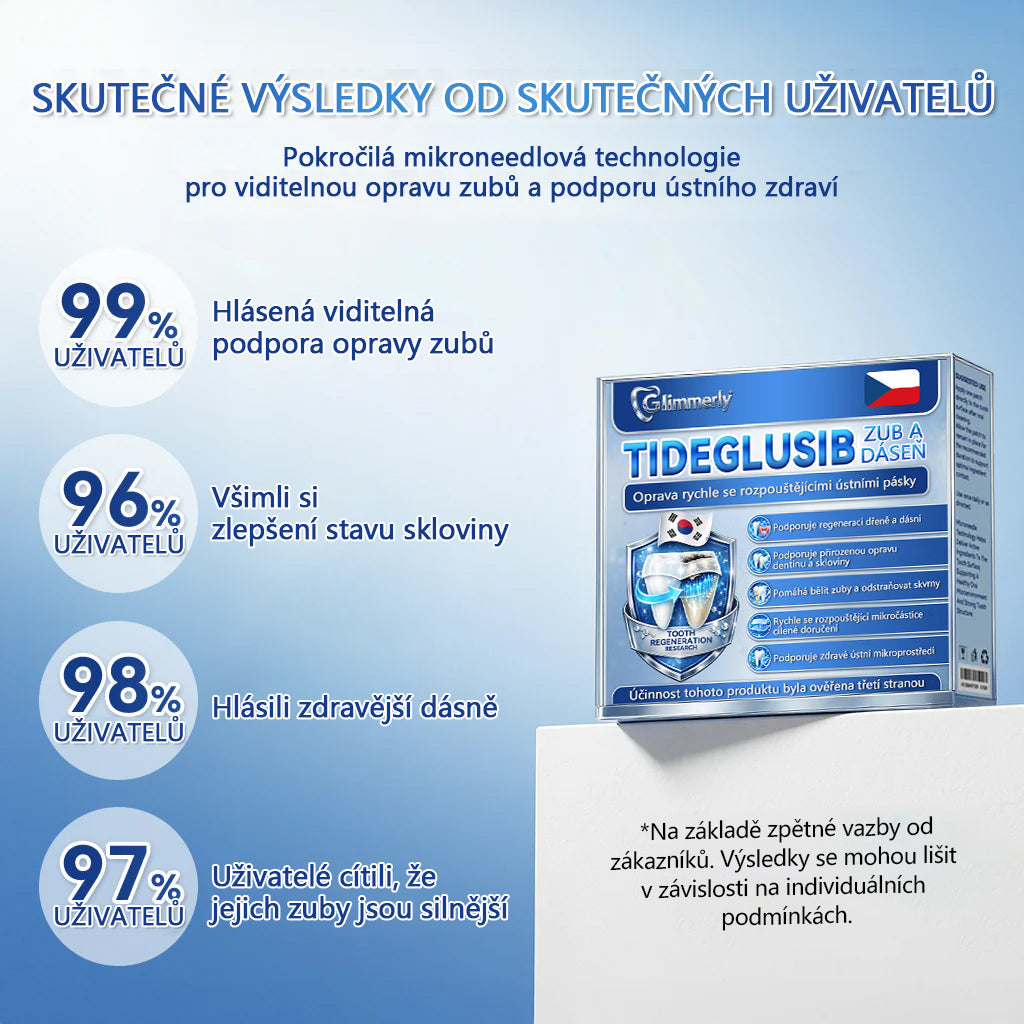 🦷 Glimmerly® Tideglusib Oral Strips – Pokročilá regenerace zubů a dásní | Aktivace kmenových buněk 🧬 | Obnova dentinu 💎 | Posílení skloviny ⚡ | Redukce citlivosti 💧 | Neinvazivní péče o úsměv ✨